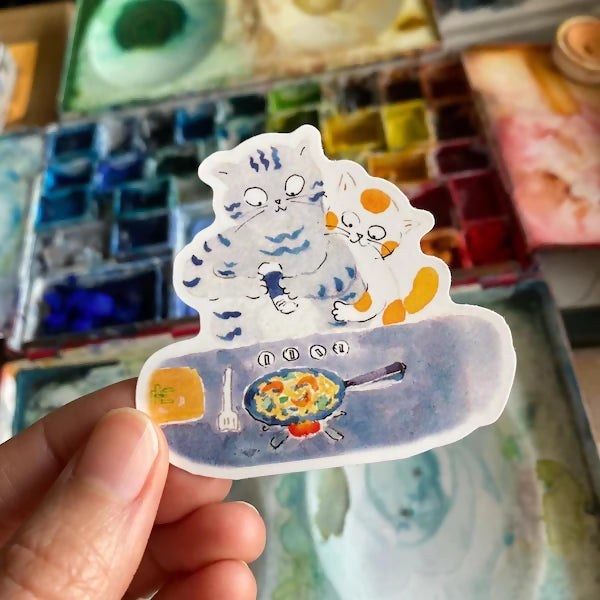 Waterproof Sticker Cooking Cat