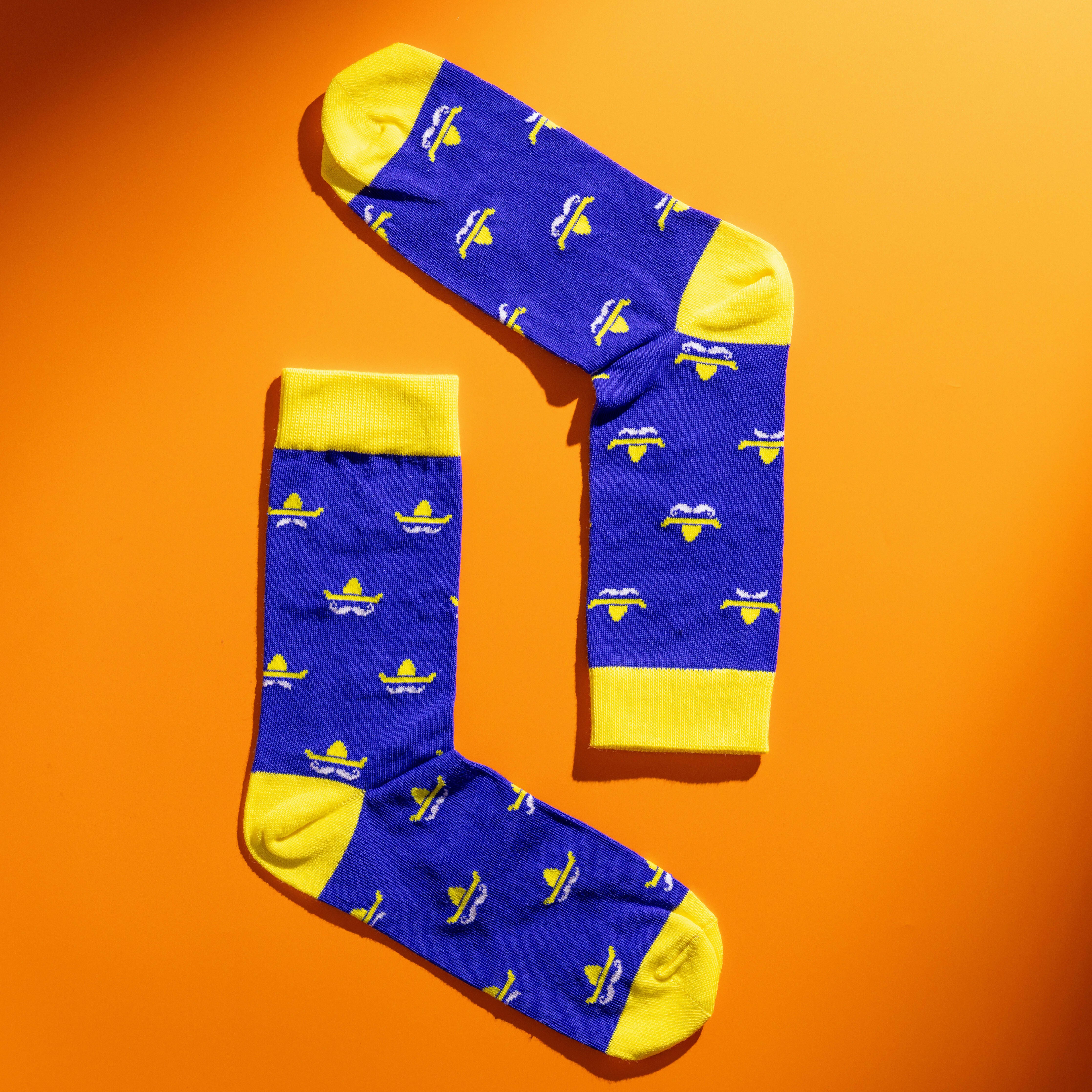 Persona Blue Sombrero Pattern Egyptian Cotton Men's Socks | UK 6.5 - 11
