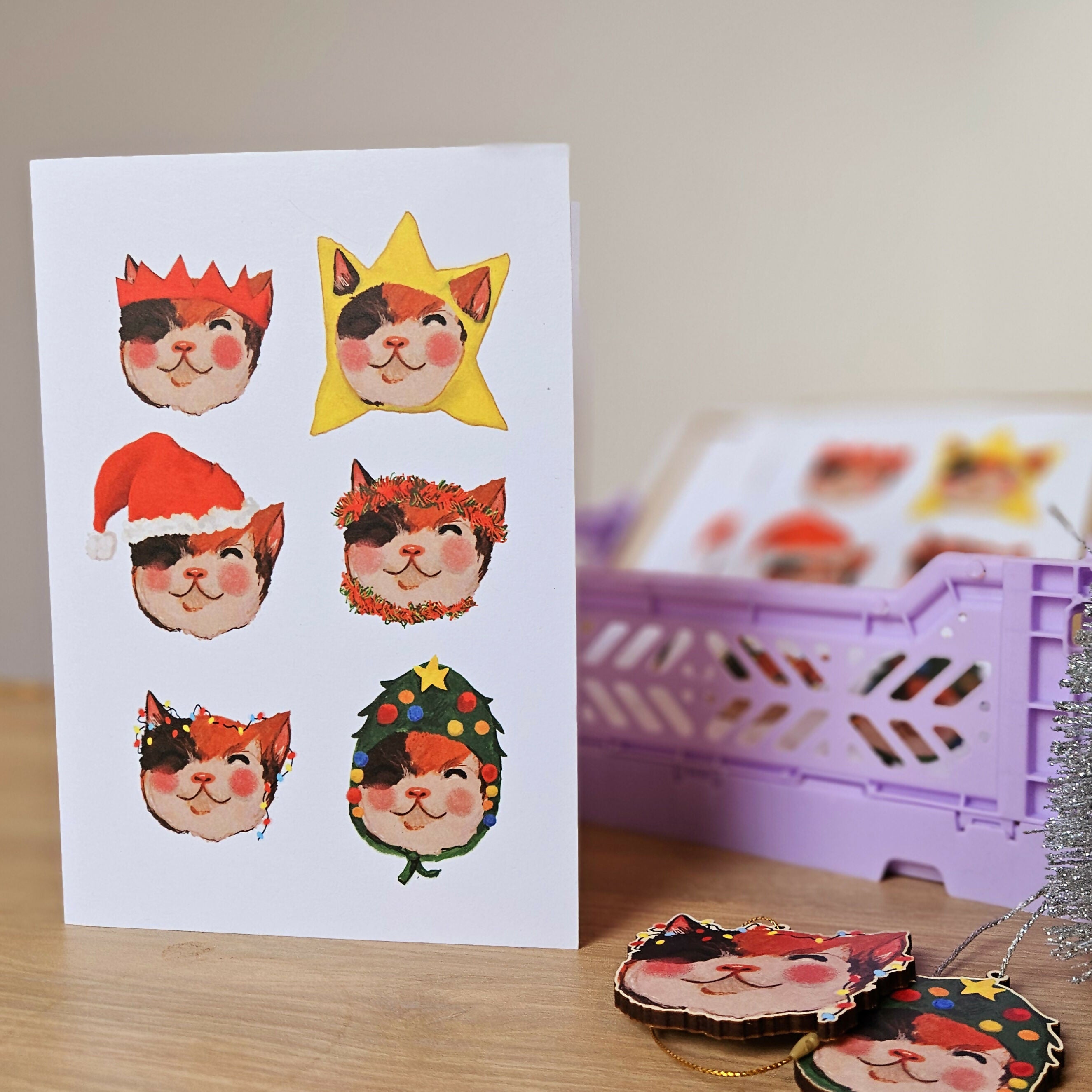 Christmas Hat Cats Christmas Card