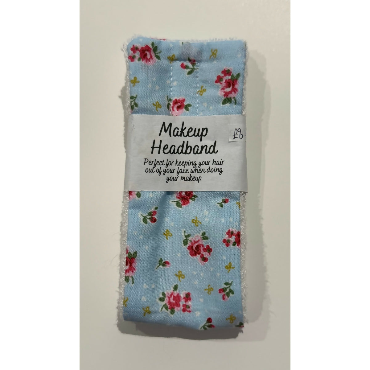 Blue Posy Floral Makeup Spa Headband with Adjustable Velcro Strap