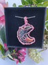 Rhodonite Wire Wrapped Crystal Moon Necklace on Sterling Silver Chain