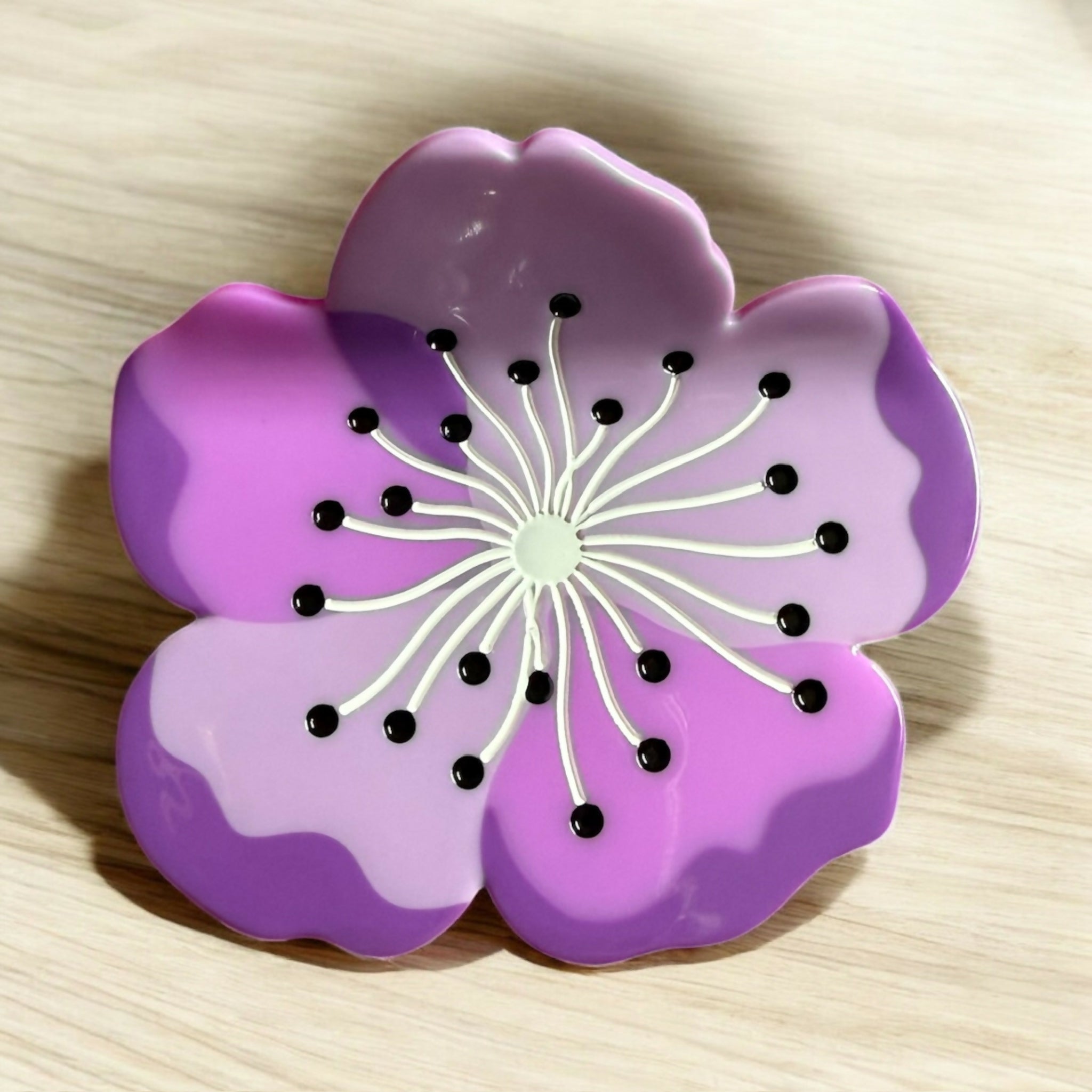 Purple Sakura Flower Hair Claw / Clip