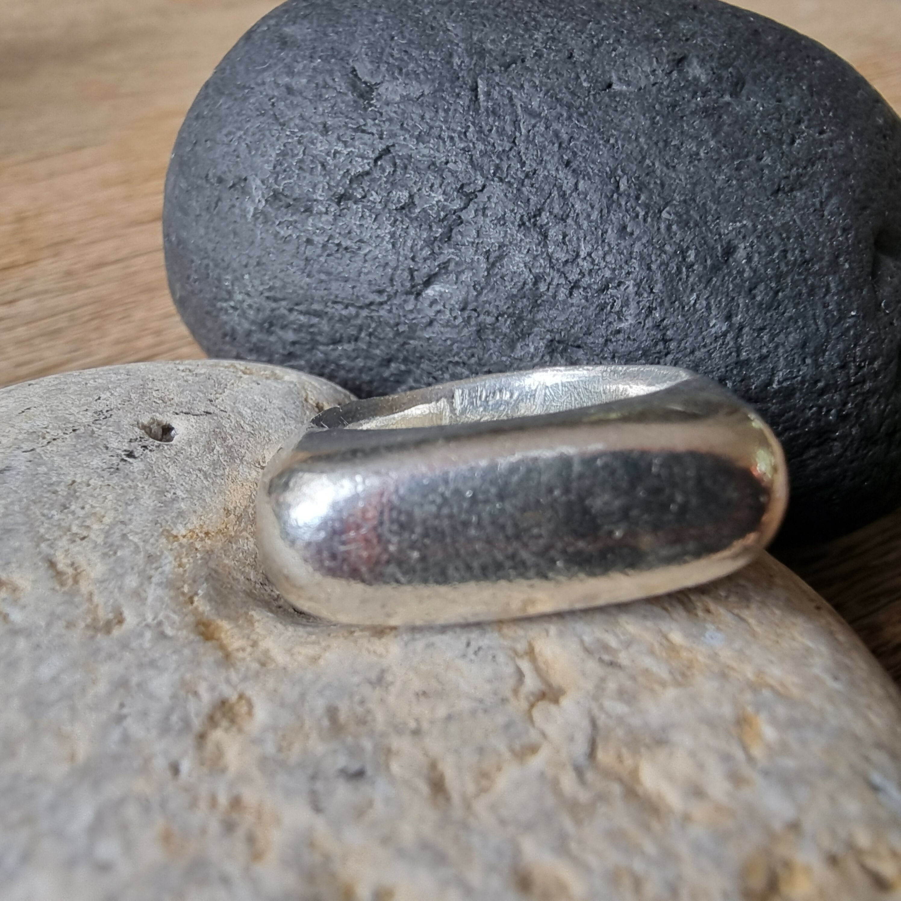 Chunky Sterling Silver Lozenge shaped Signet ring Size R
