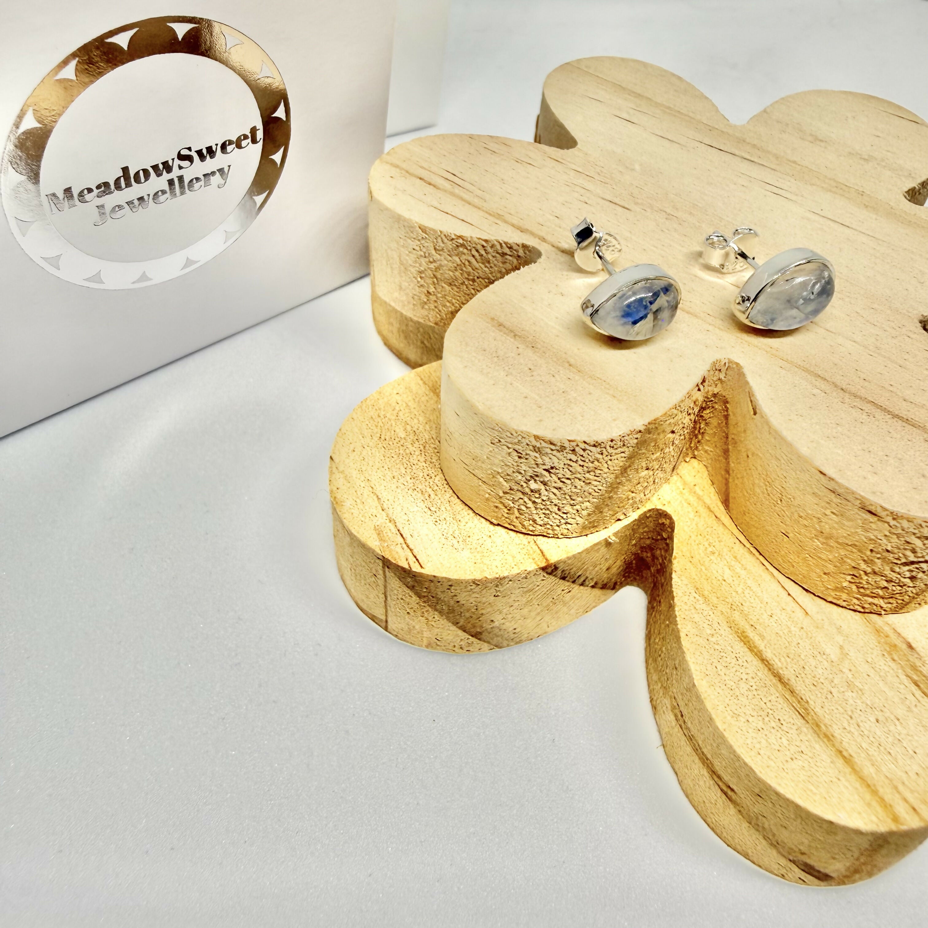 BLUE MOONSTONE STUD EARRINGS