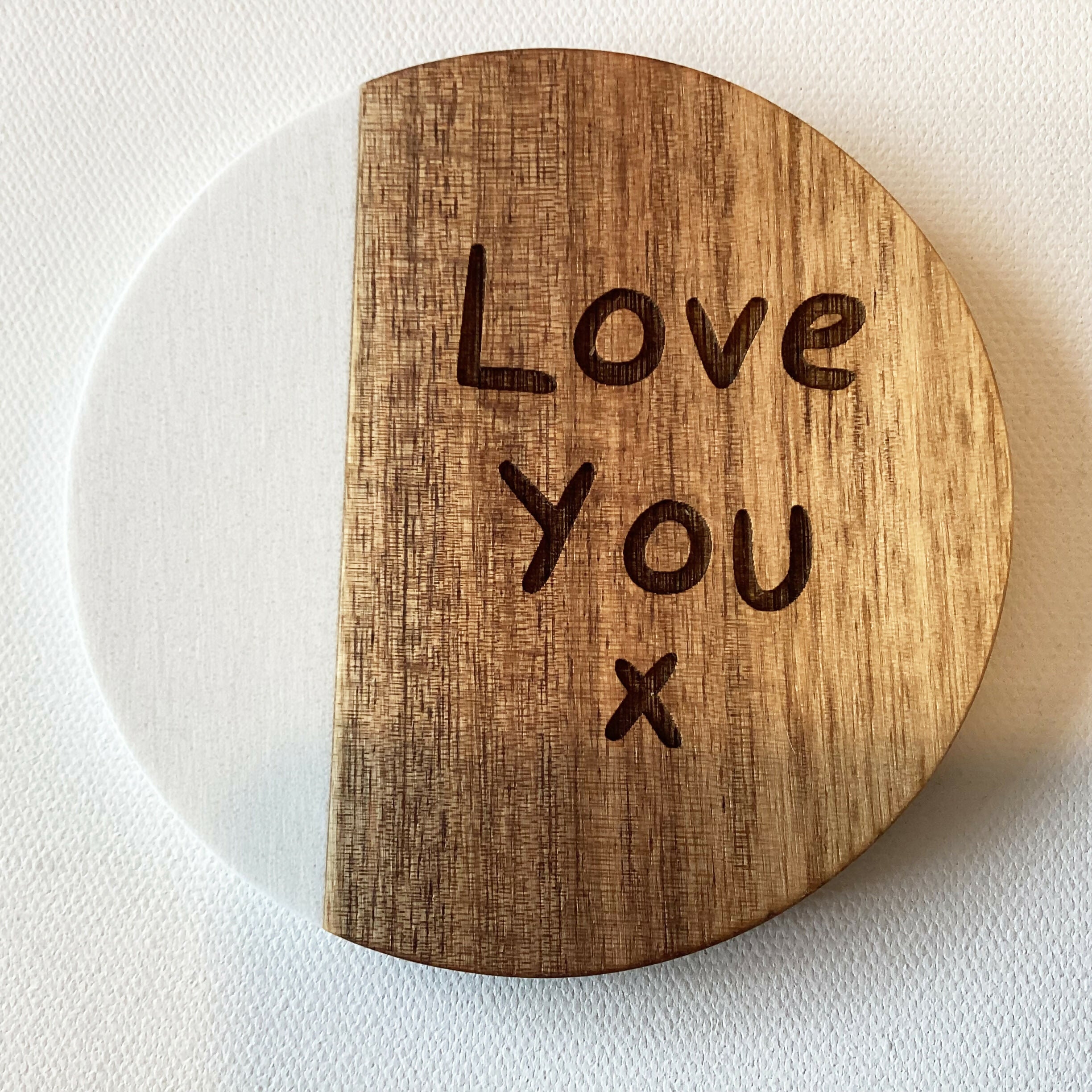 Love You Marble and Acacia Coaster