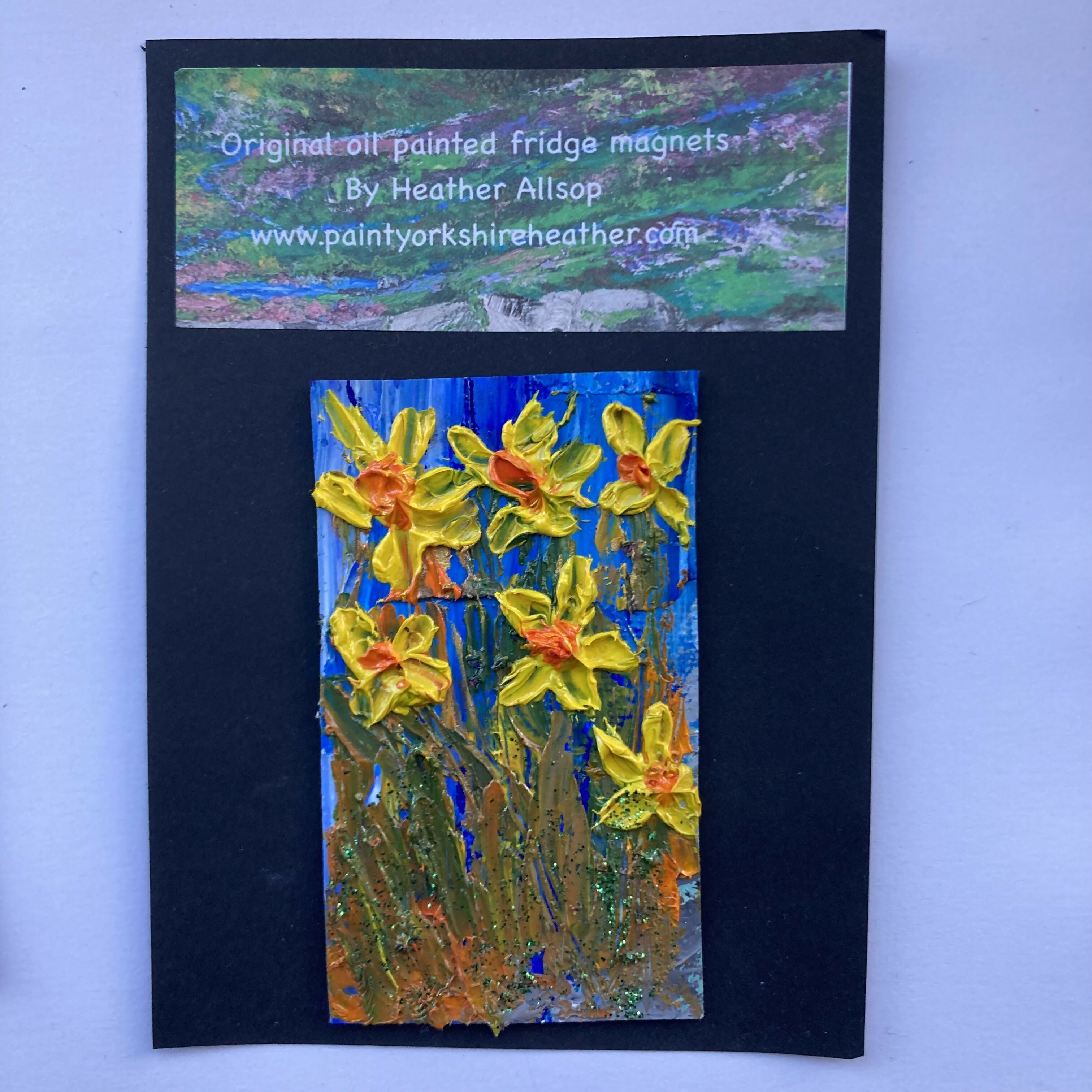 Abstract Daffodils Mini Oil Painting Canvas Fridge Magnet