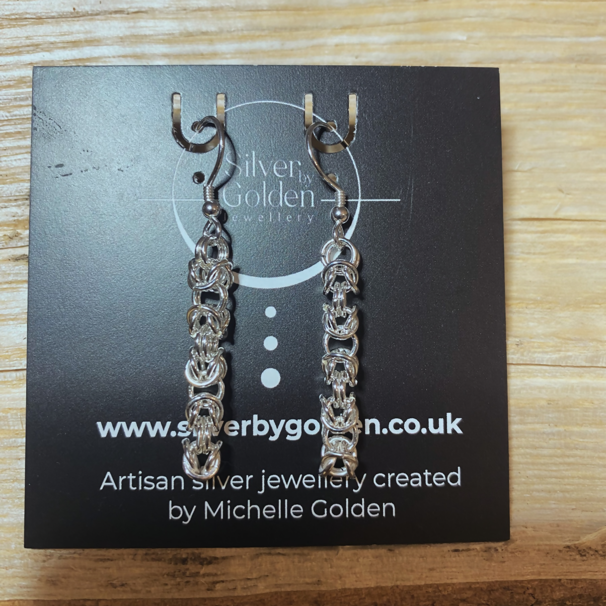 Sterling Silver Byzantine Drop Earrings - various lengths