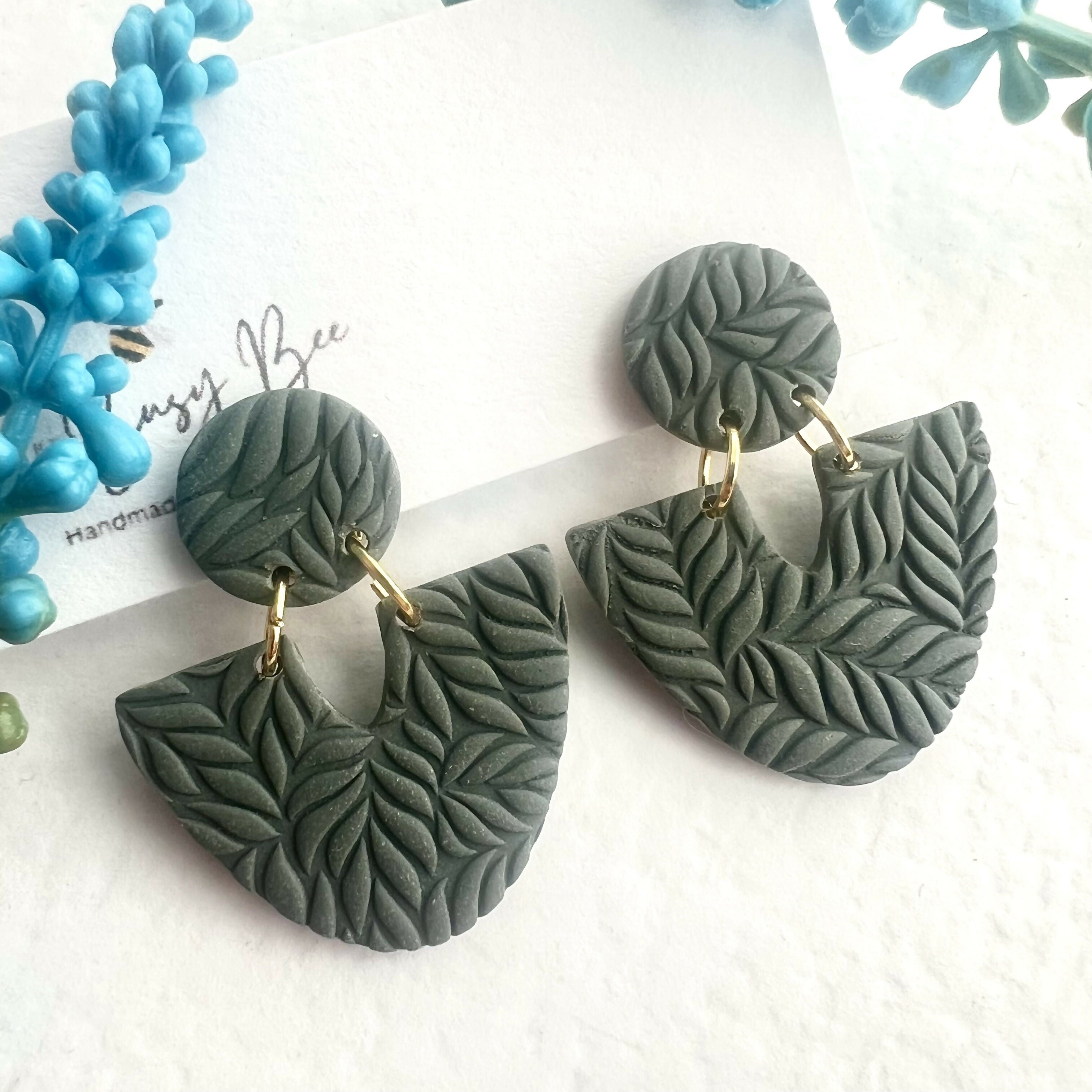 Dainty Clip On Dangle Earrings / Boho Polymer Clay Earrings for Non Pierced Ears