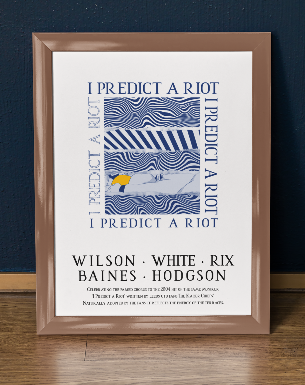 Leeds Utd Art Print LYRICS Design in White