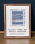 Leeds Utd Art Print LYRICS Design in White