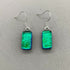 Emerald Green Dichroic Fused Glass Dangle Sterling Silver Earrings - Handmade by Jade Tapson Glass.