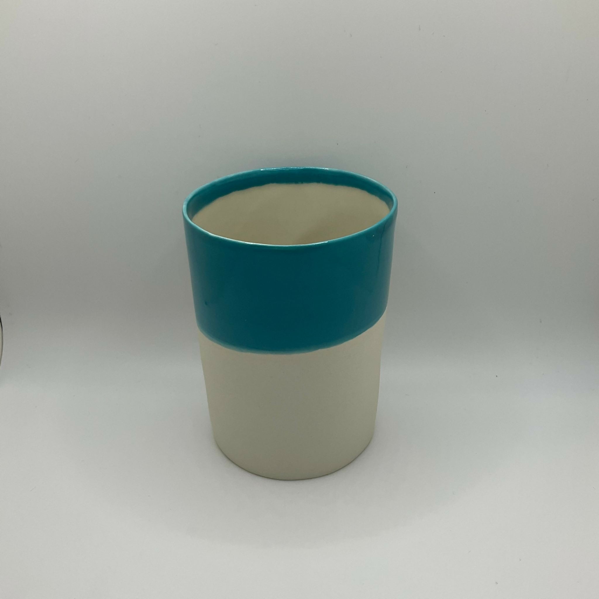 Large Turqoise White Cup