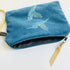 Teal Hummingbirds Velvet Zip-Up Pouch with Wrist Strap