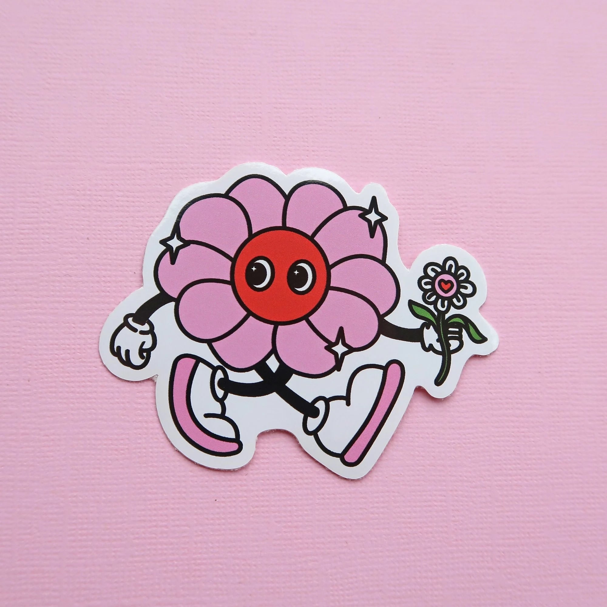 Flower Mascot Die Cut Sticker
