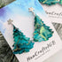 Forest Green Christmas Tree Earrings, Alcohol Ink Art