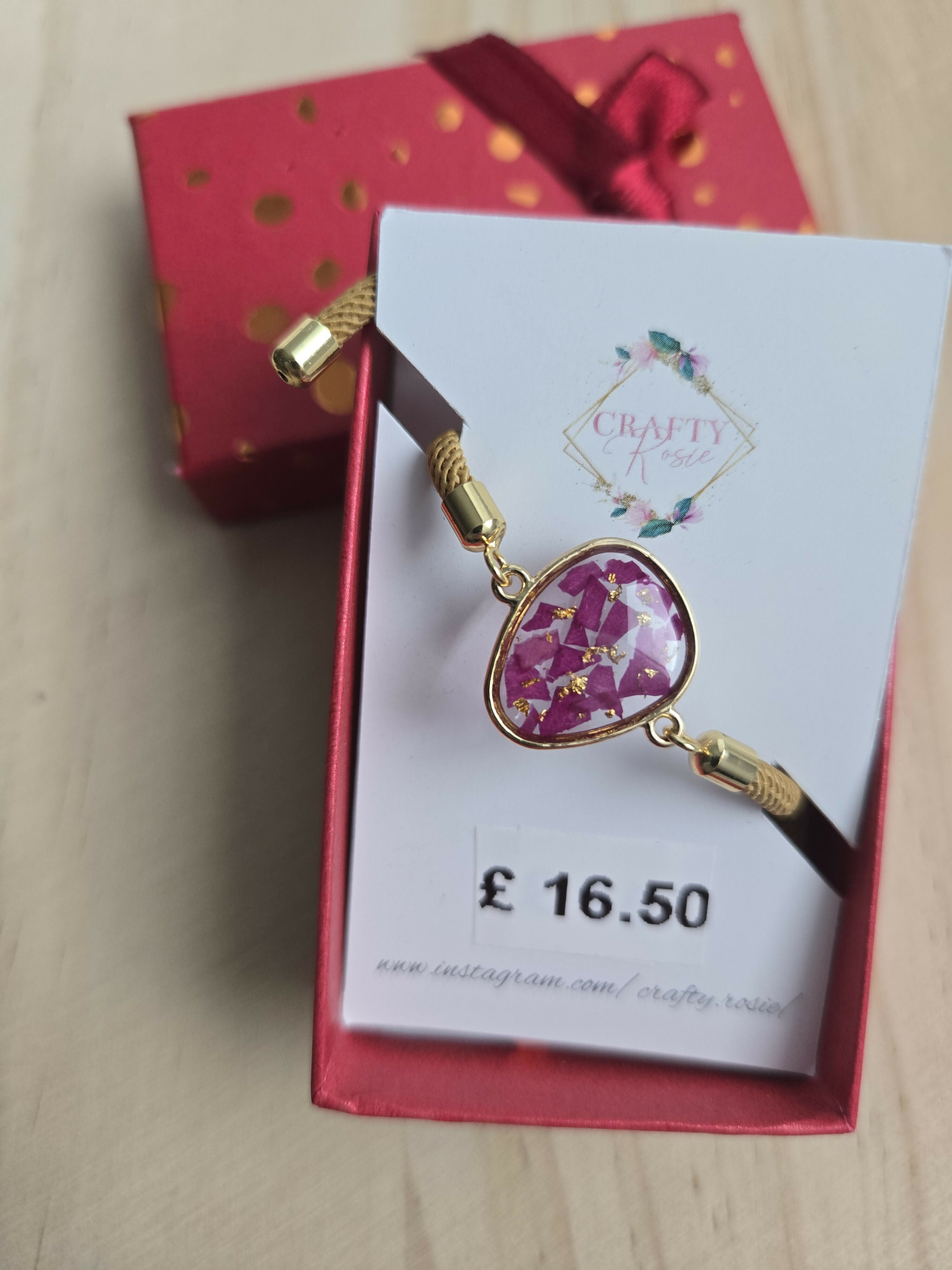 Real Dried Rose Petal Cord Bracelet