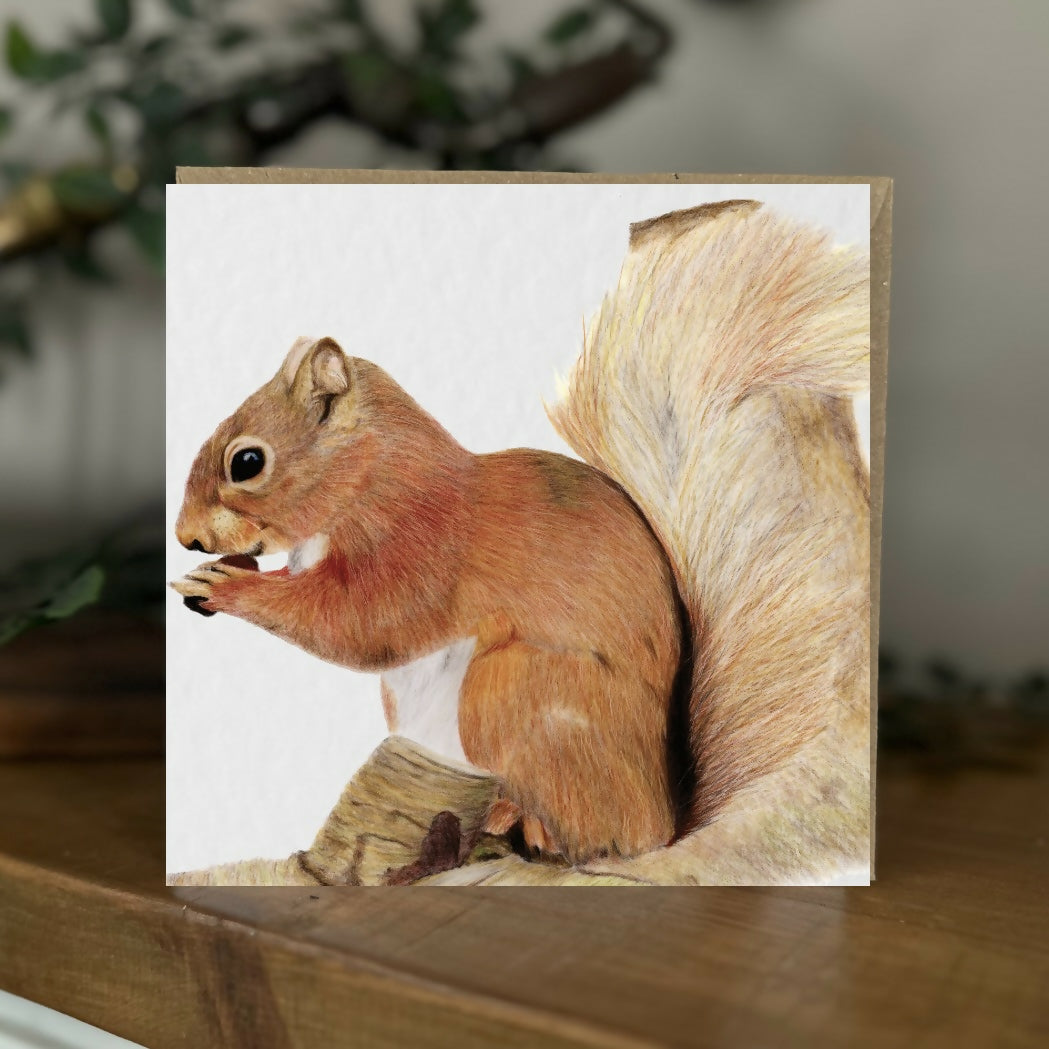 Squirrel Greeting Card – Woodland Animal Art – Handmade Blank Card