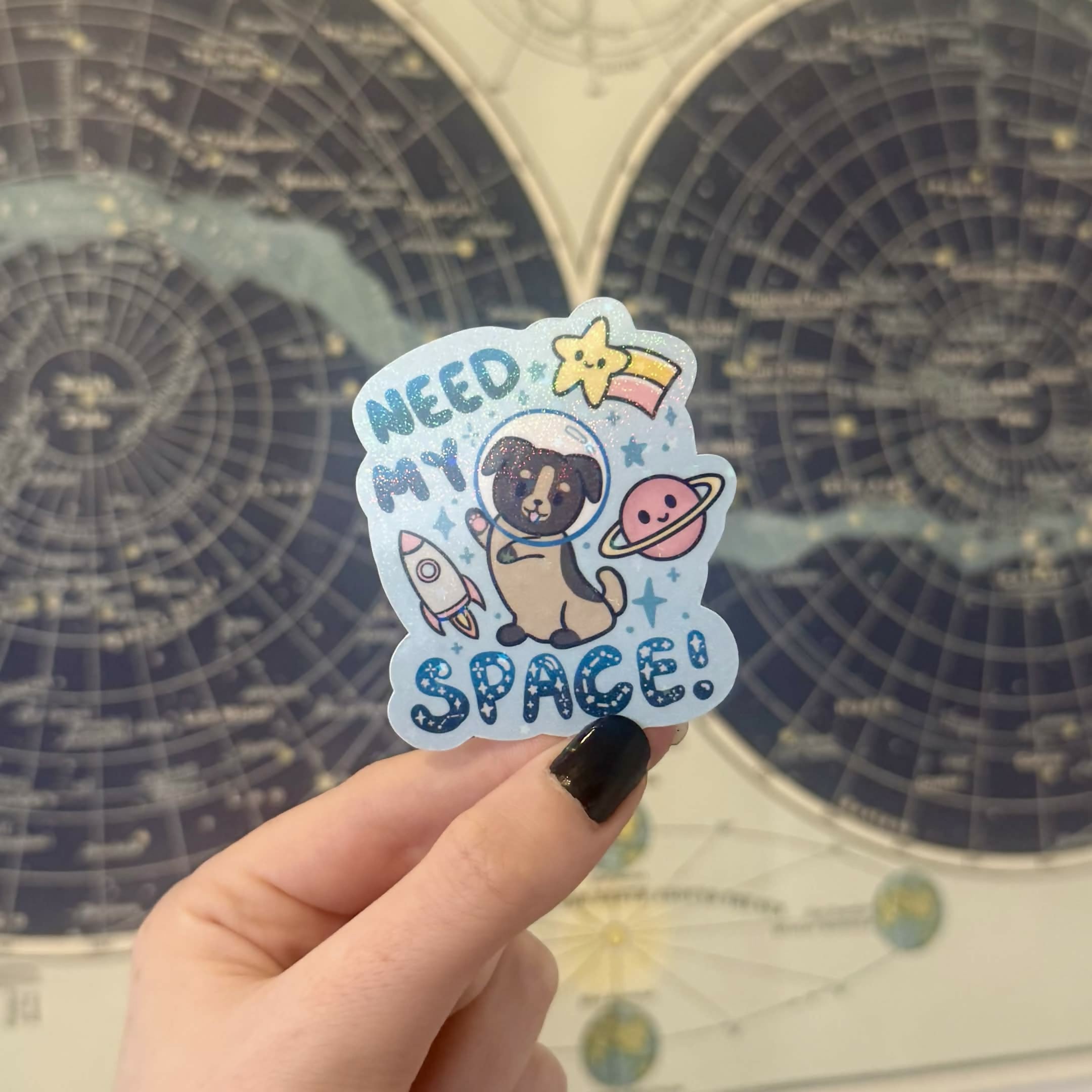 Need my Space Laika the Space Dog Cosmic Holographic Sticker