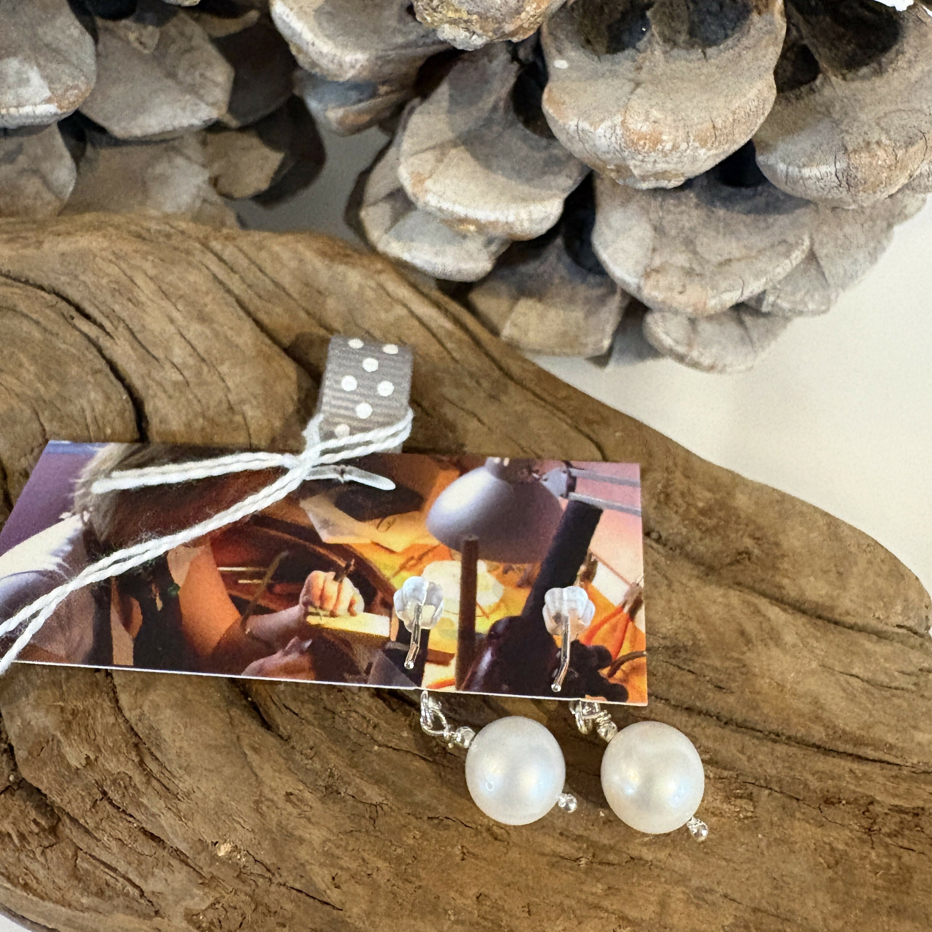 White Freshwater Pearl Drop Earrings