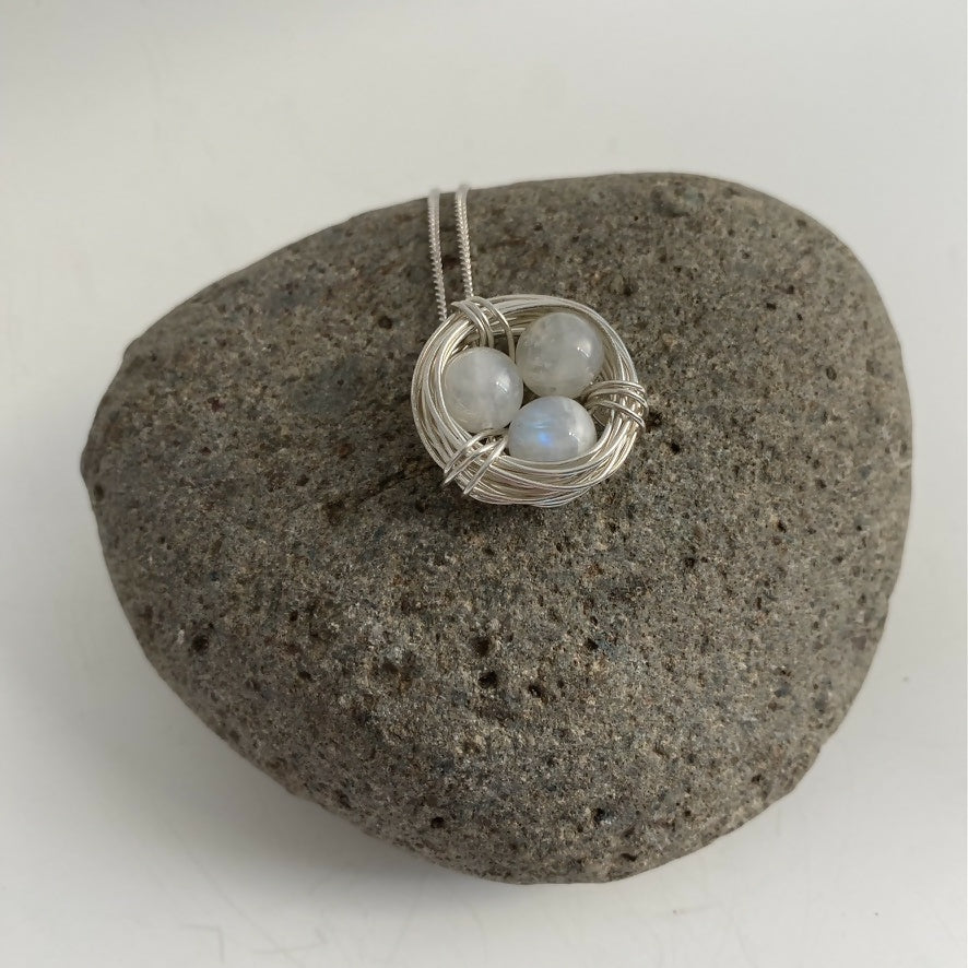 Moonstone Nest Necklace, Sterling Silver
