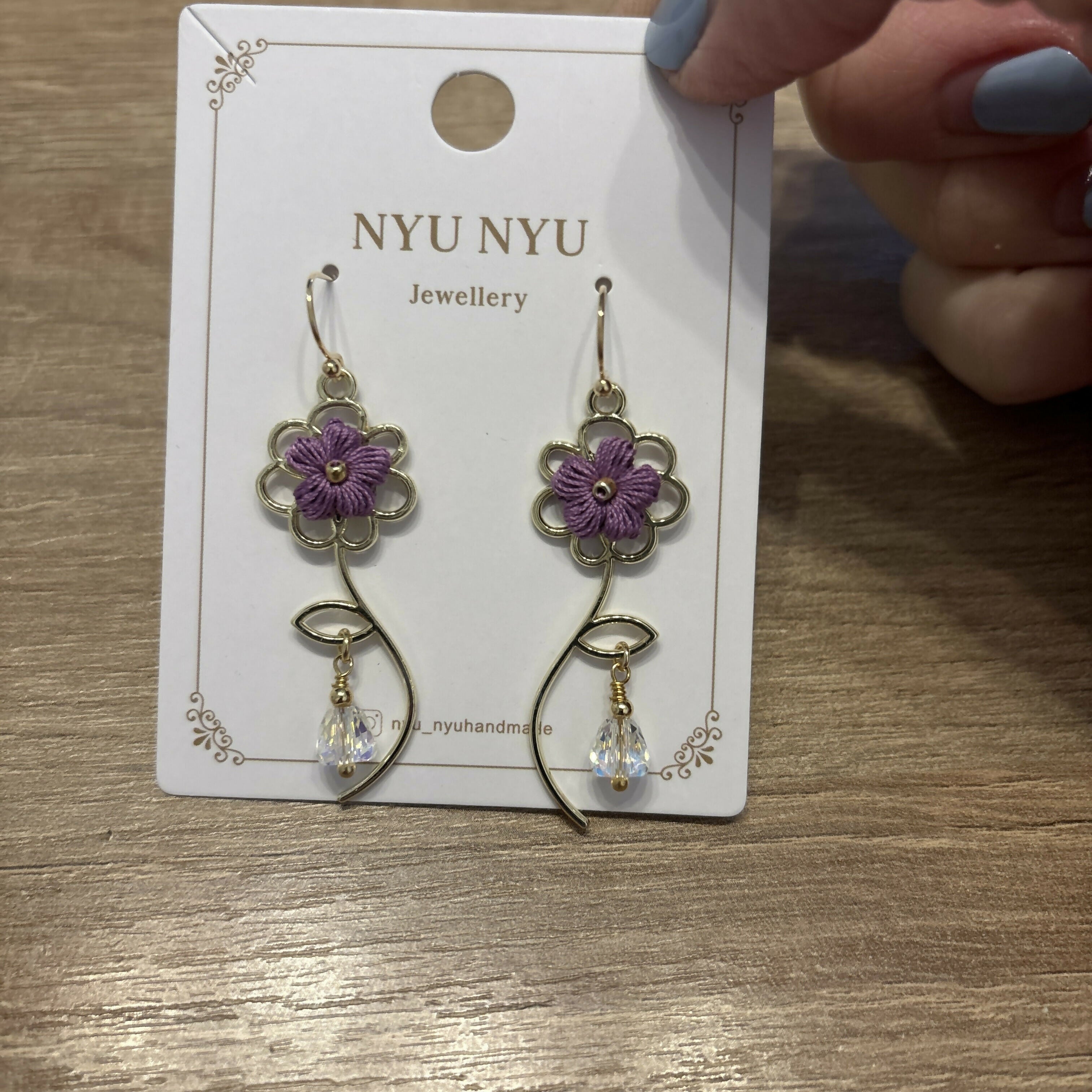 Micro Crochet Flower Dangle Earrings