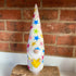 Celebration Gnome Decoration, Handmade Gonk with a Pointy Fleece Hat Covered in Stars, Holding a Yellow Heart