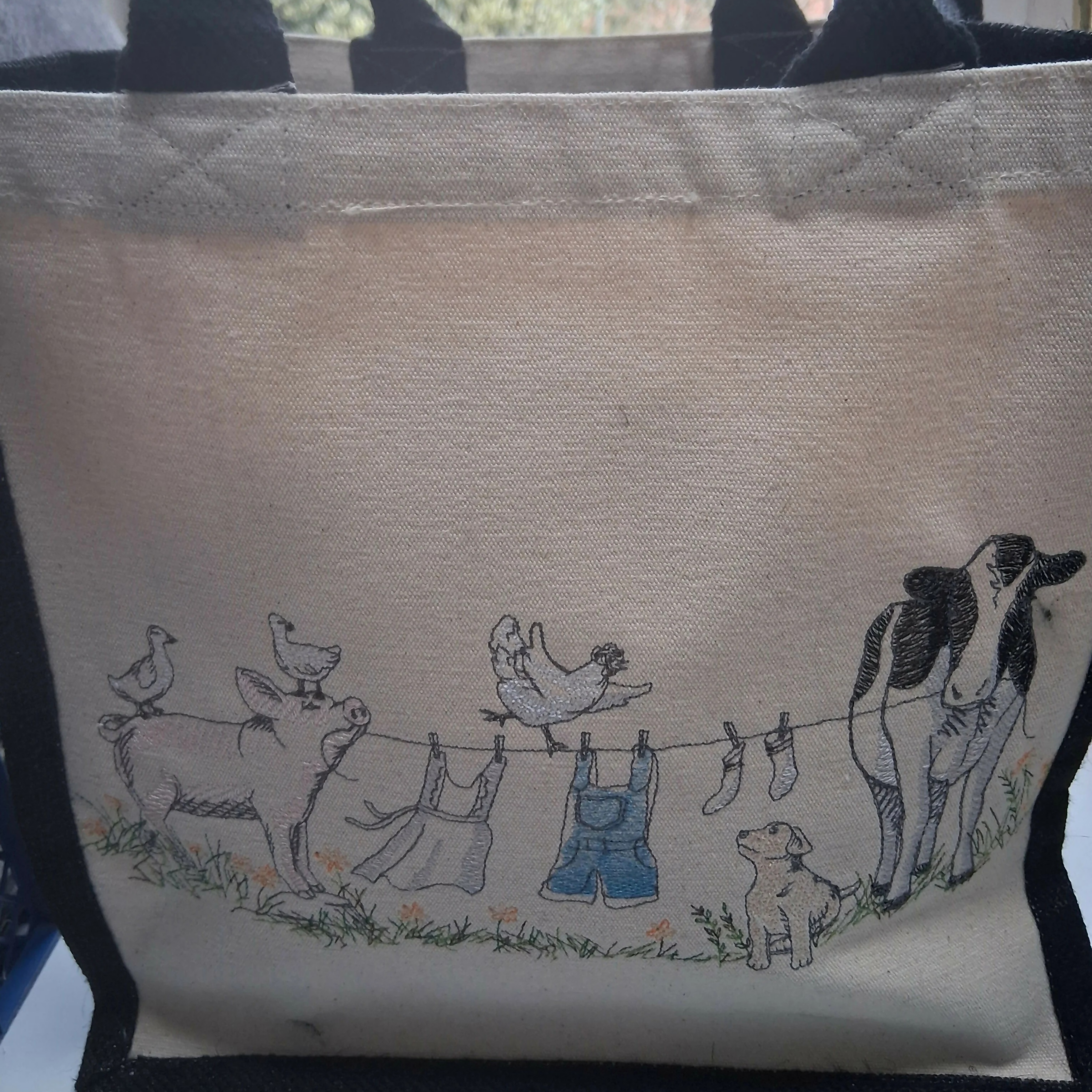 Embroidered Hessian Tote Shopper