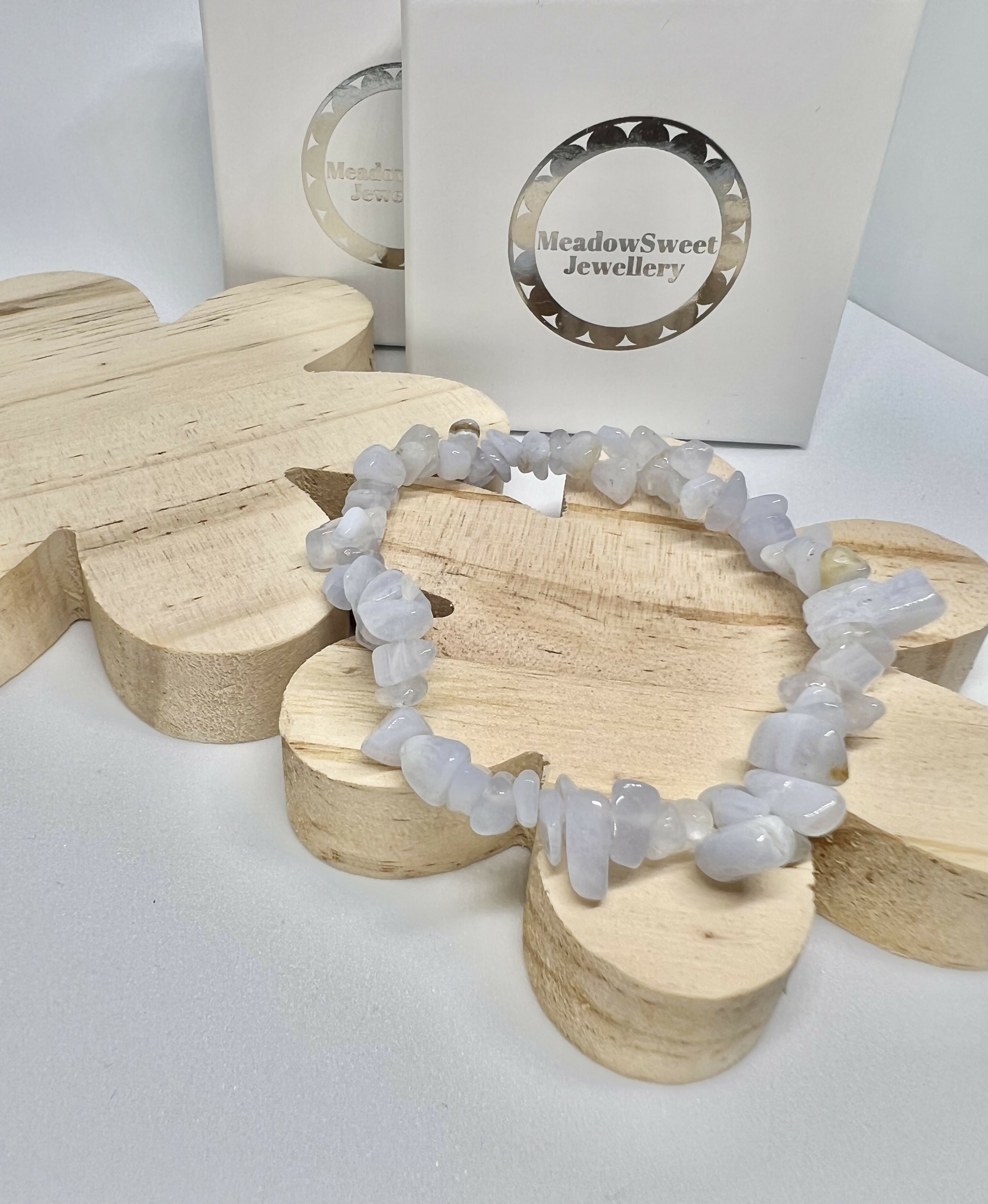 Blue lace agate chip bracelet