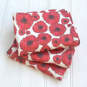 Linen Tea Towel Poppies
