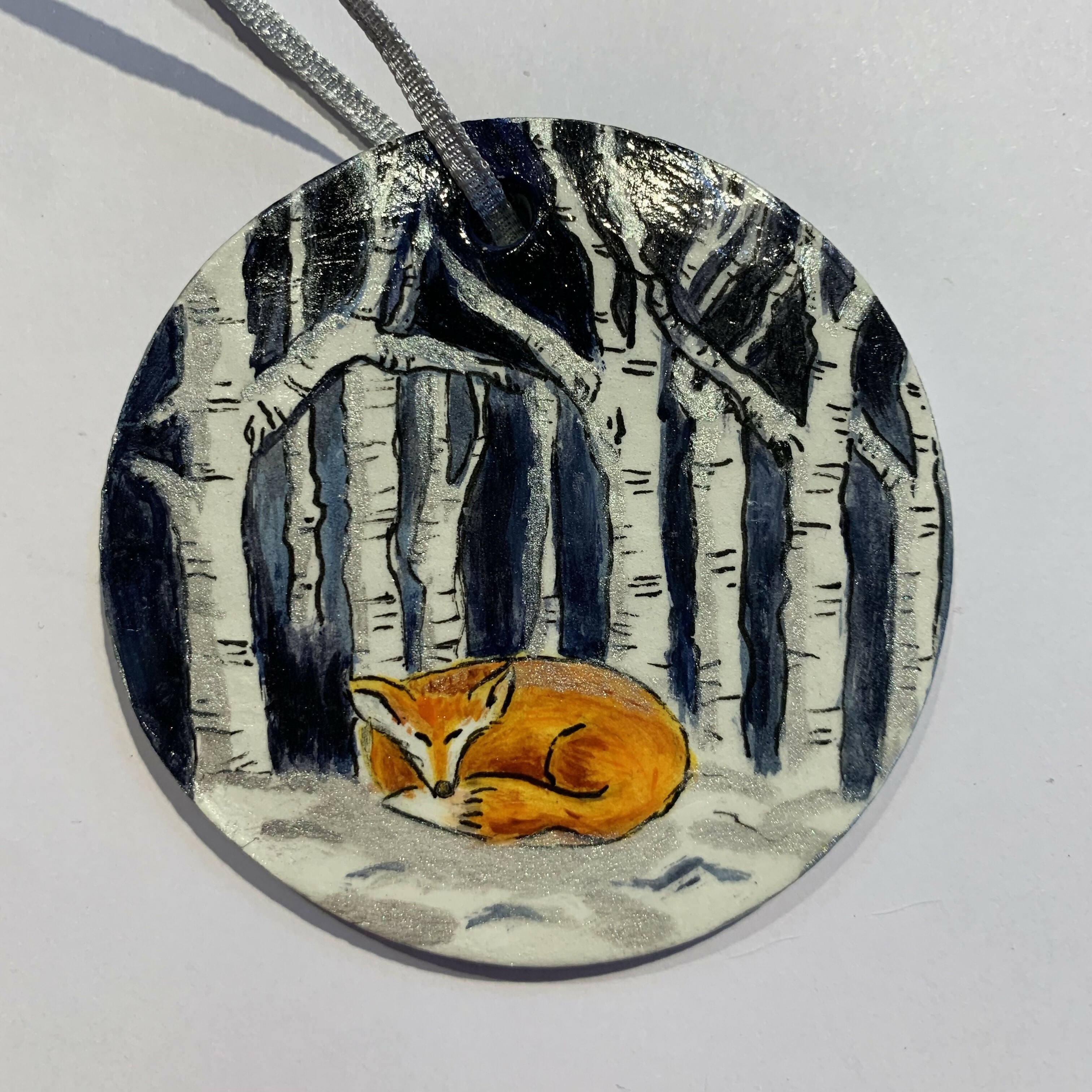 Painted Fox Tree Decoration