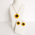Sunflower Hoop Earrings in Yellow and Brown