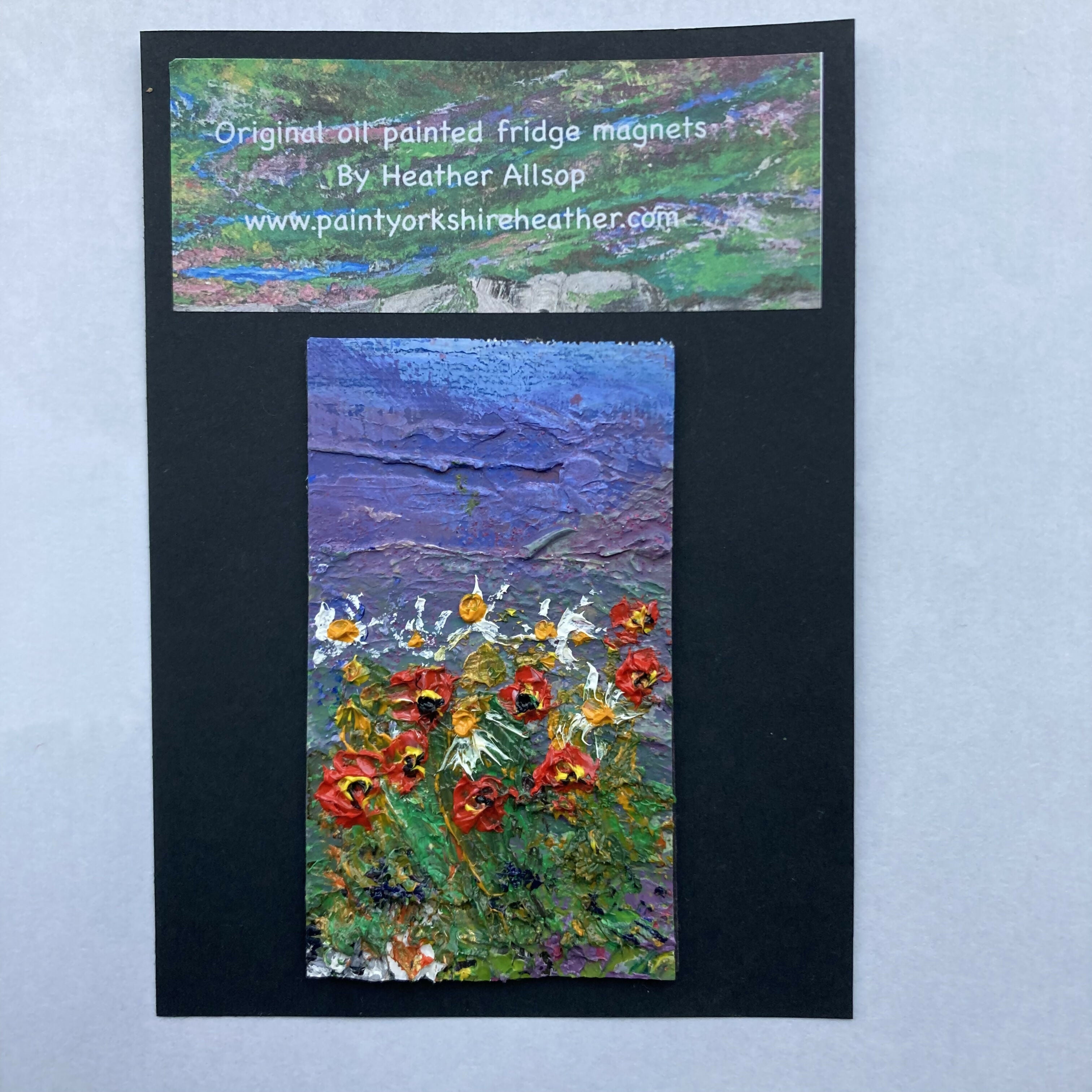 Poppies and Daisies Mini Oil Painting Fridge Magnet