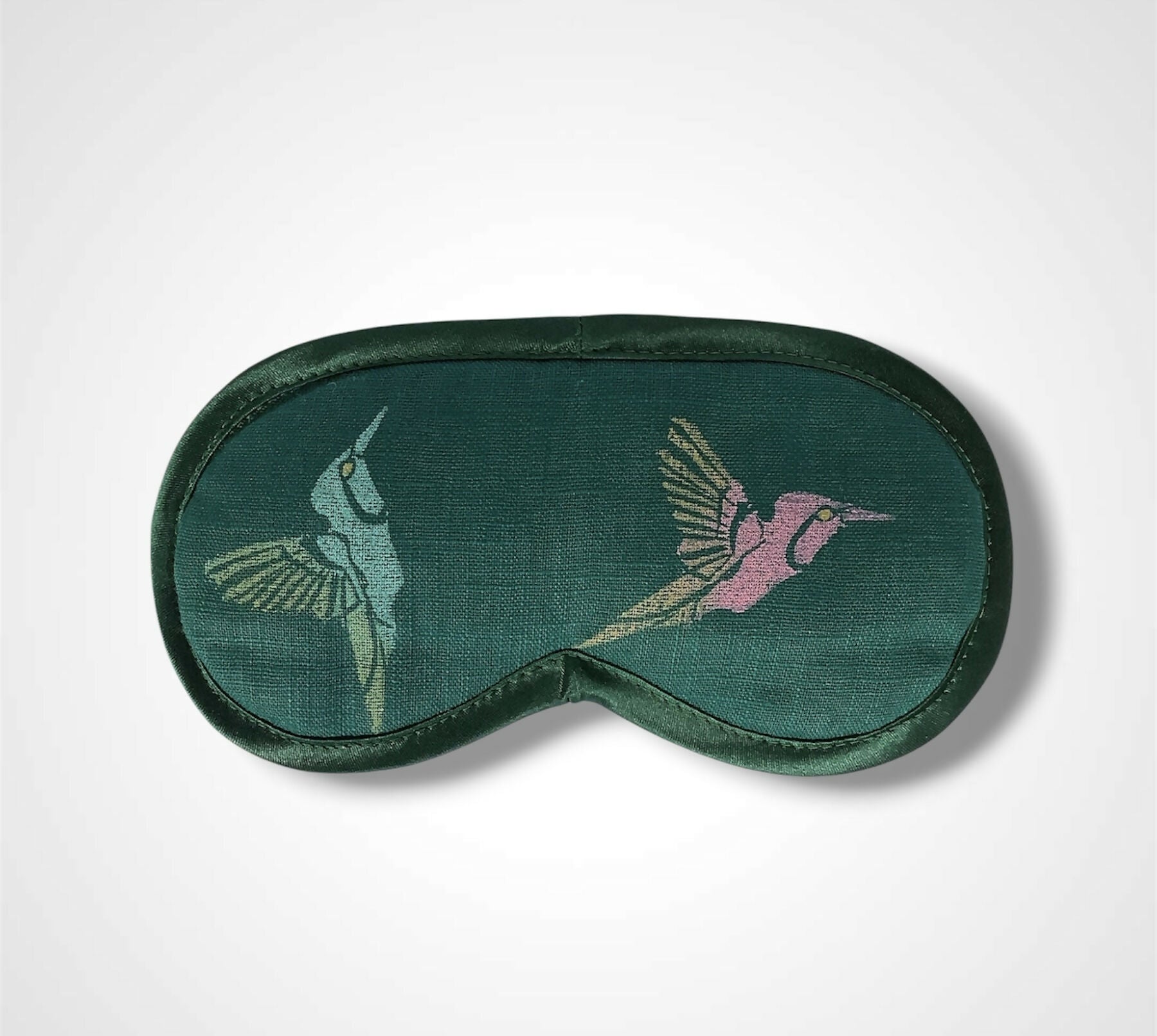 Green Hummingbirds Linen Lavender Infused Eye Mask
