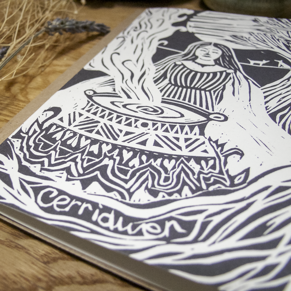 GODDESS CERRIDWEN LINOCUT GREETING CARD