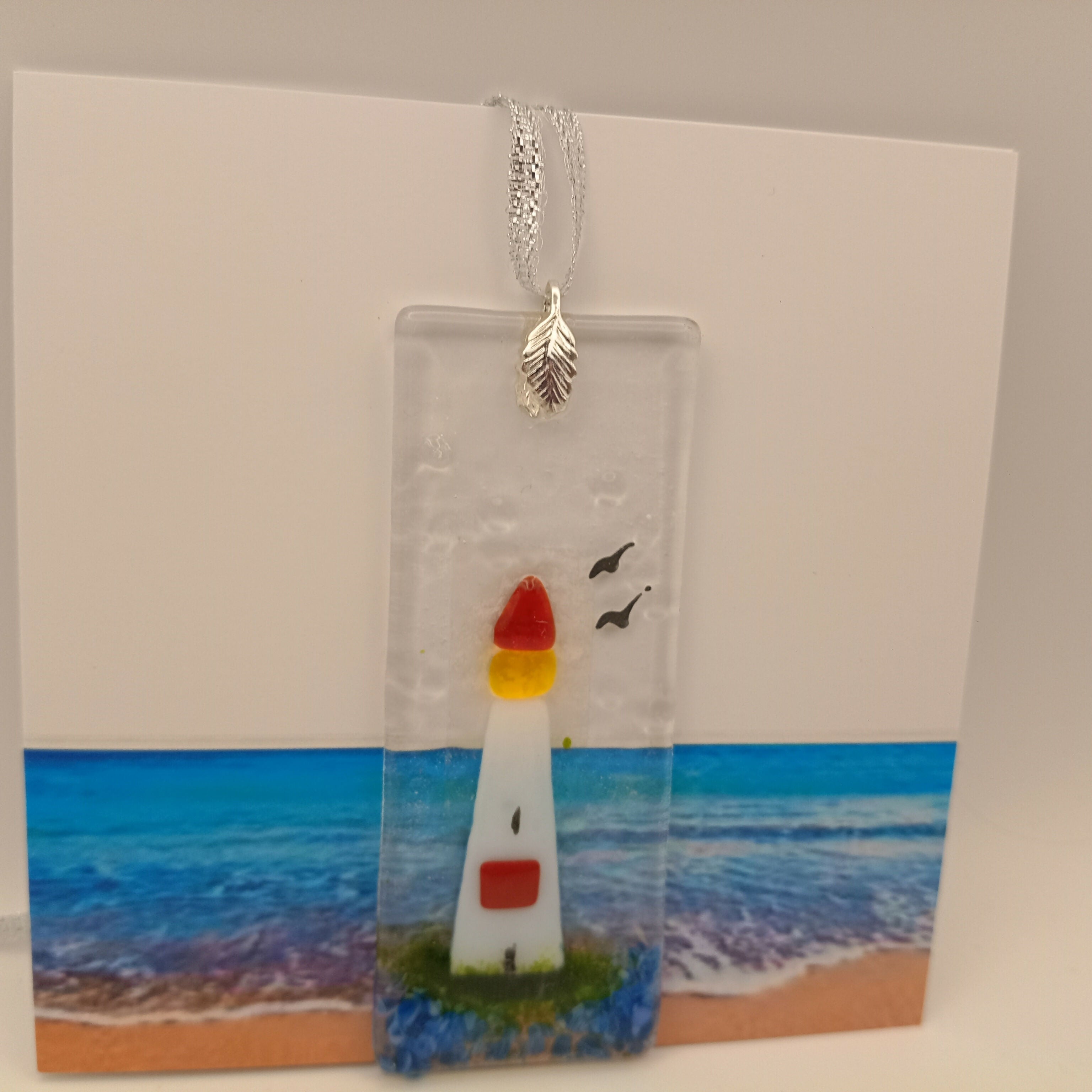 Fused Glass LIghthouse Card