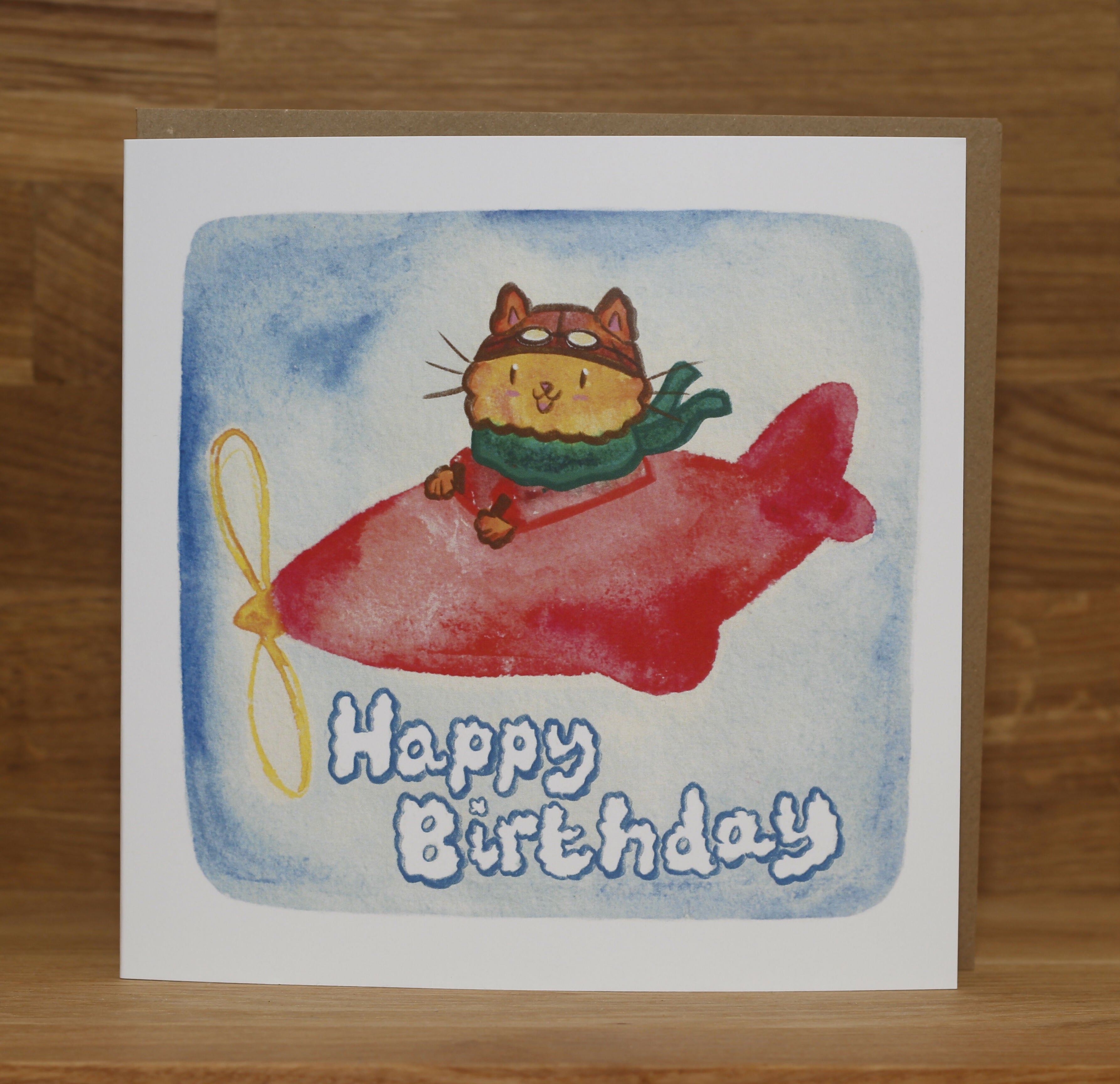 Cat Airplane Birthday Card