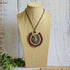 Turquoise Crystal Macramé Necklace; Regal Oval Bohemian Pendant with Gold Spiral Wire-Art
