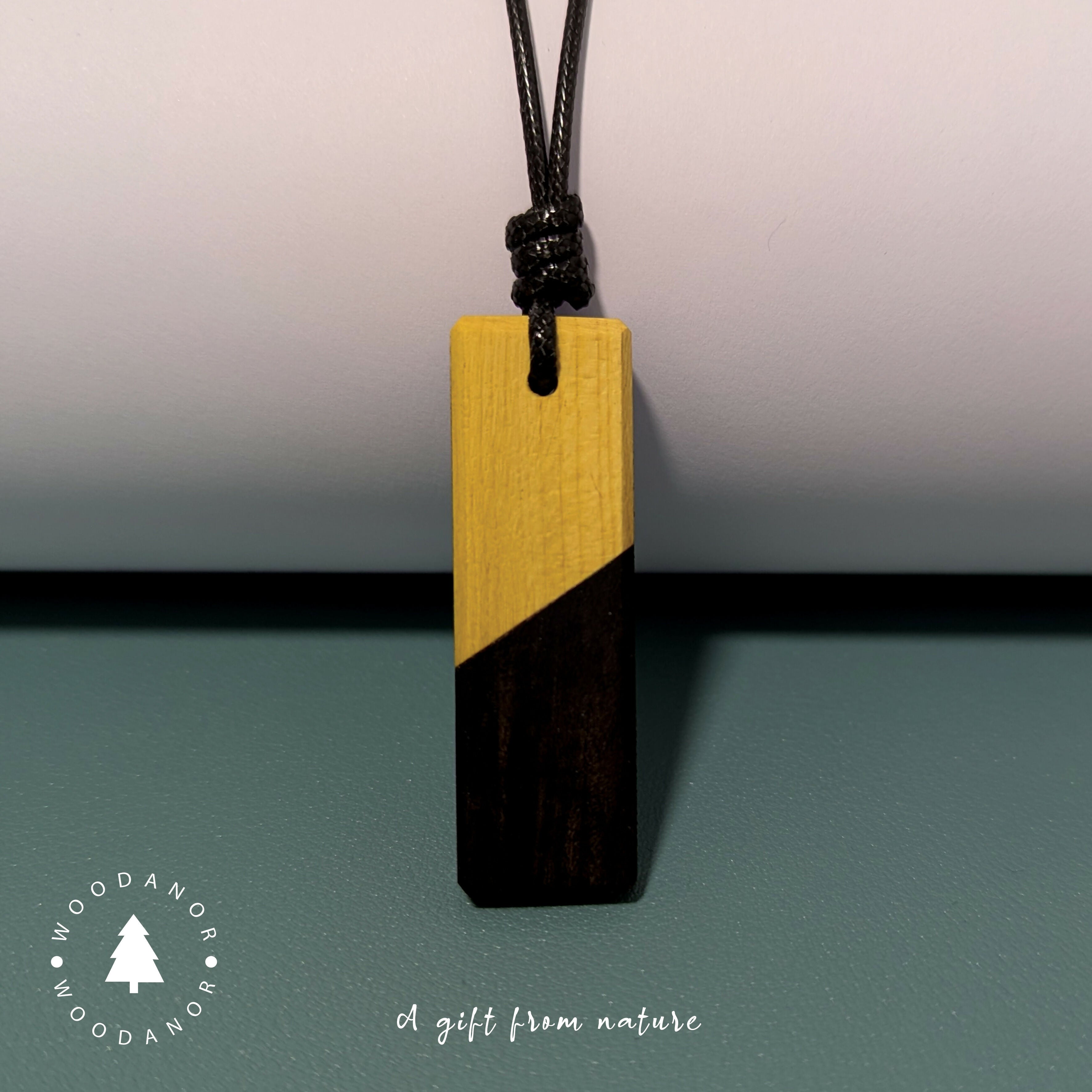 Two-Tone Wood Pendant Necklace