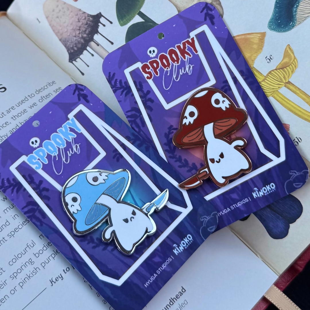 Spooky Mushroom Pale Blue Hard Enamel Pin