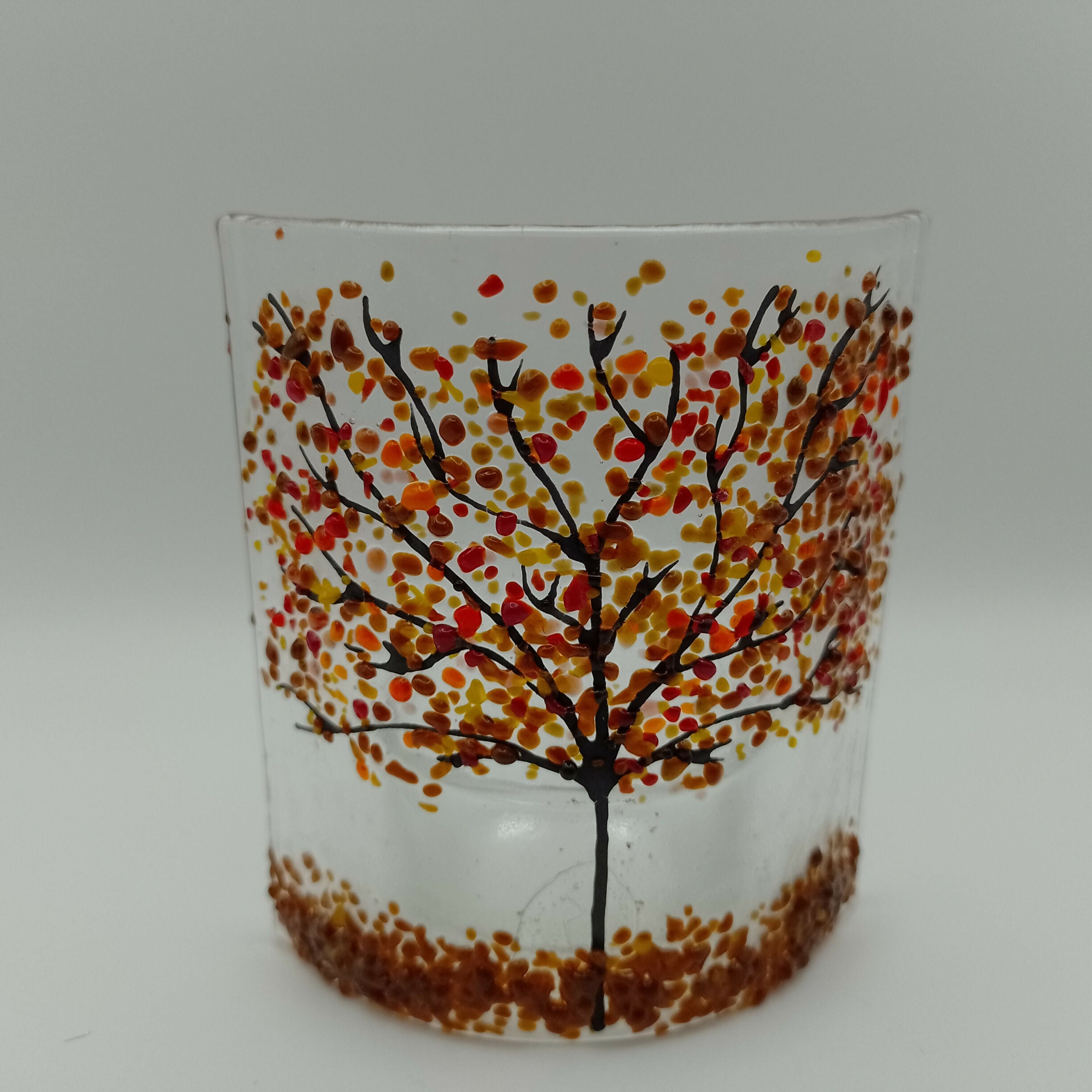 Fused Glass Autumn Tree Tealight