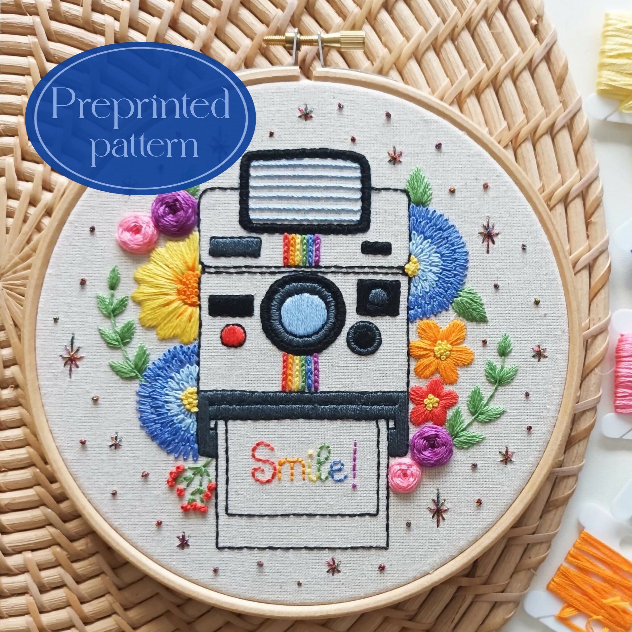 Preprinted Embroidery Pattern For Beginners - Don’t Forget To Smile