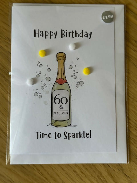 Birthday 60 & Fabulous - Pom Pom greeting card