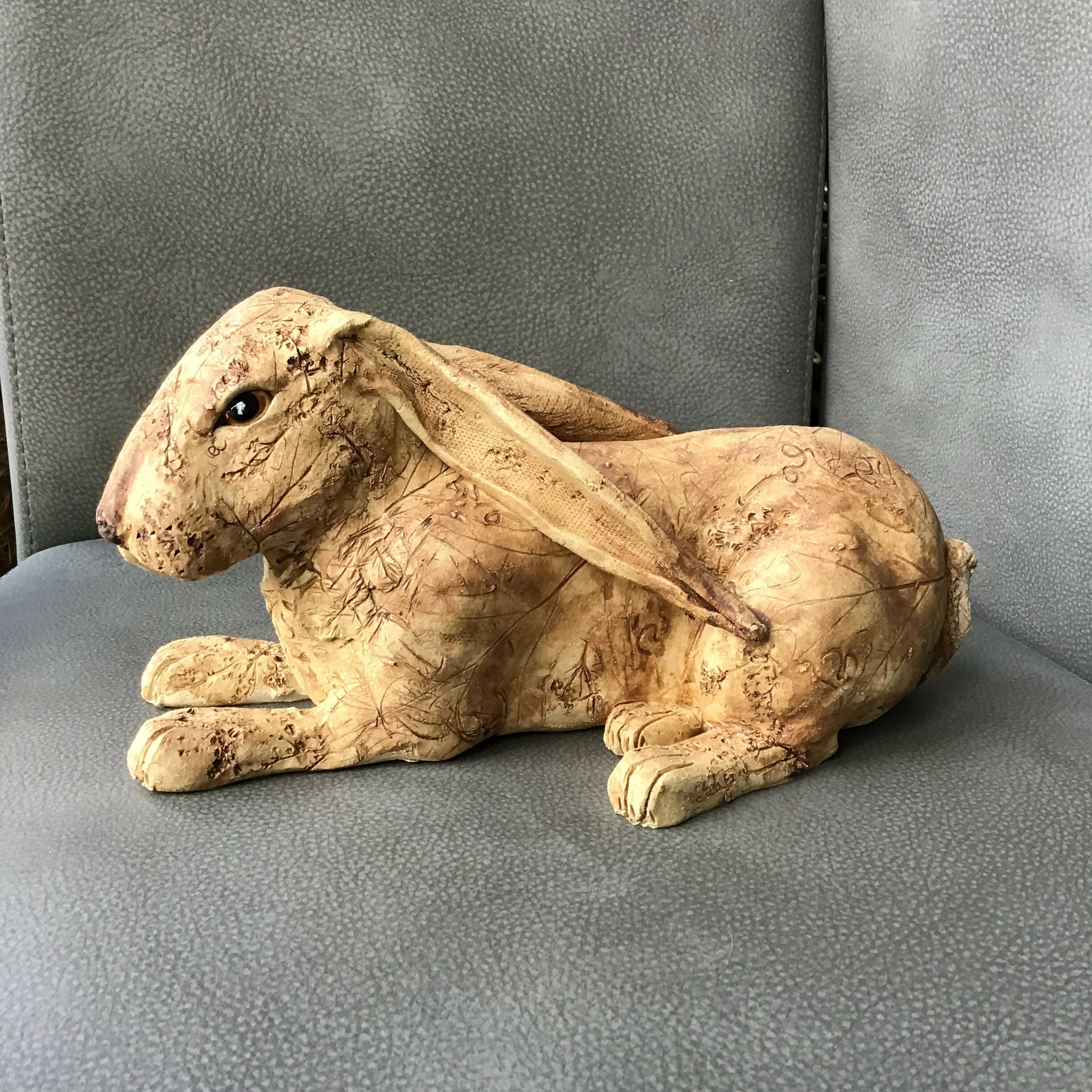 Laying down Hare sculpture