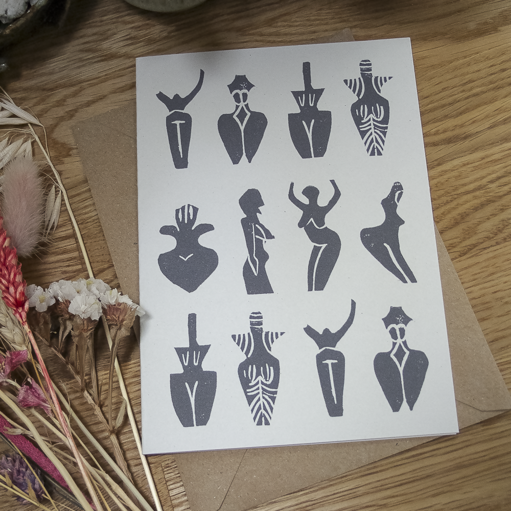 DANCING GODDESSES I LINOCUT GREETING CARD