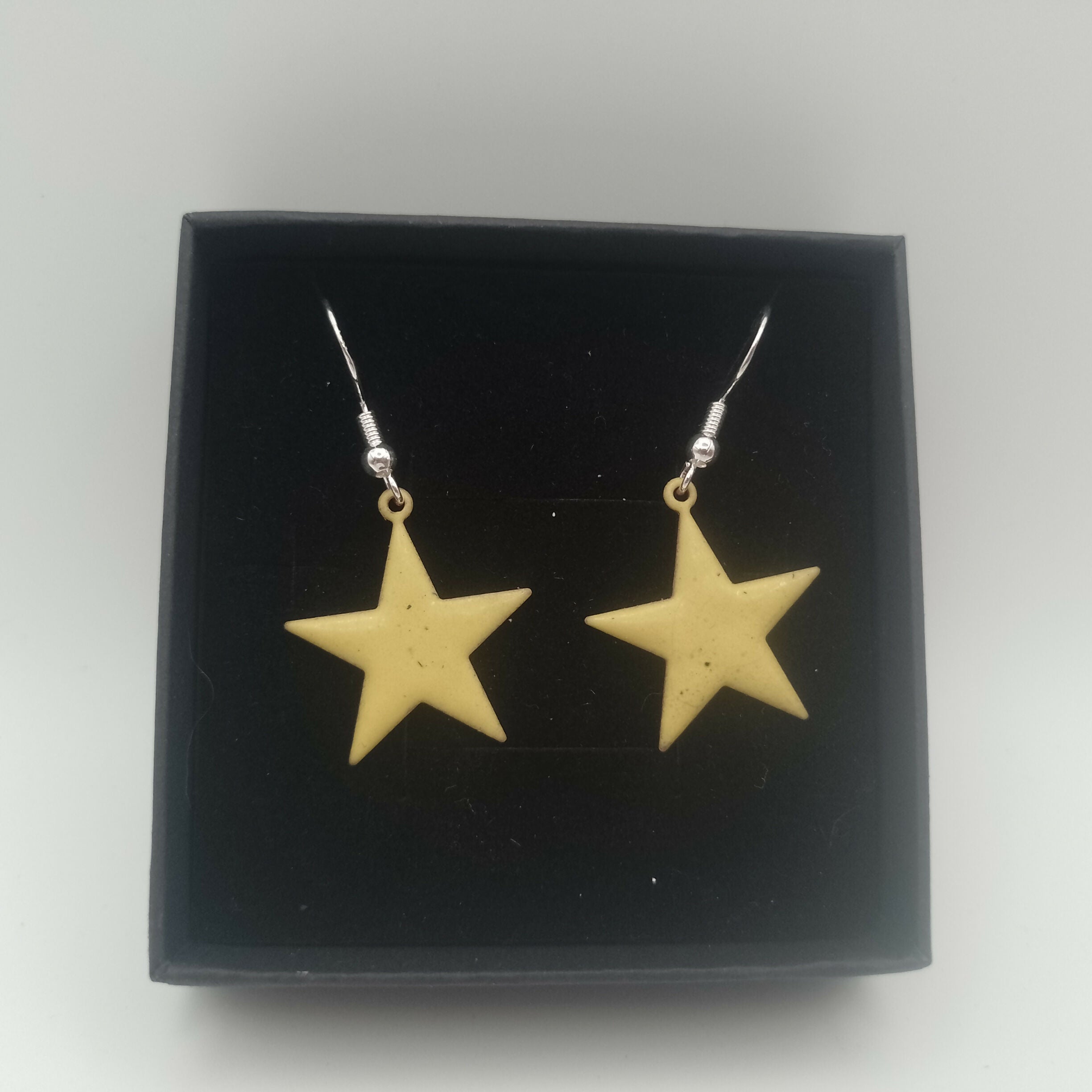 Yellow Enamel Star Earrings