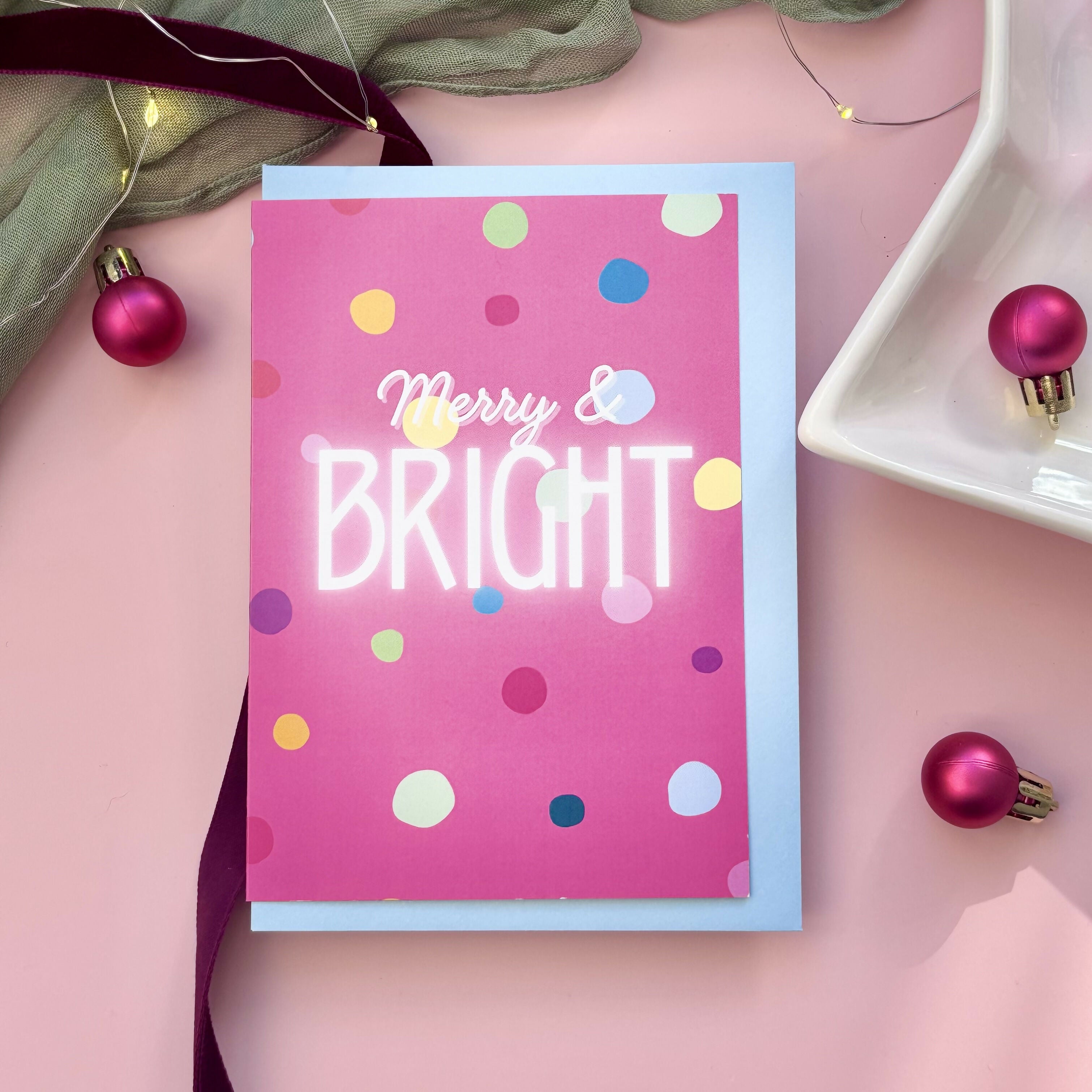 Merry & Bright Polka Dot Christmas Card