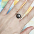 Handmade Black And Silver Sun Resin And Stainless Steel Adjustable Ring