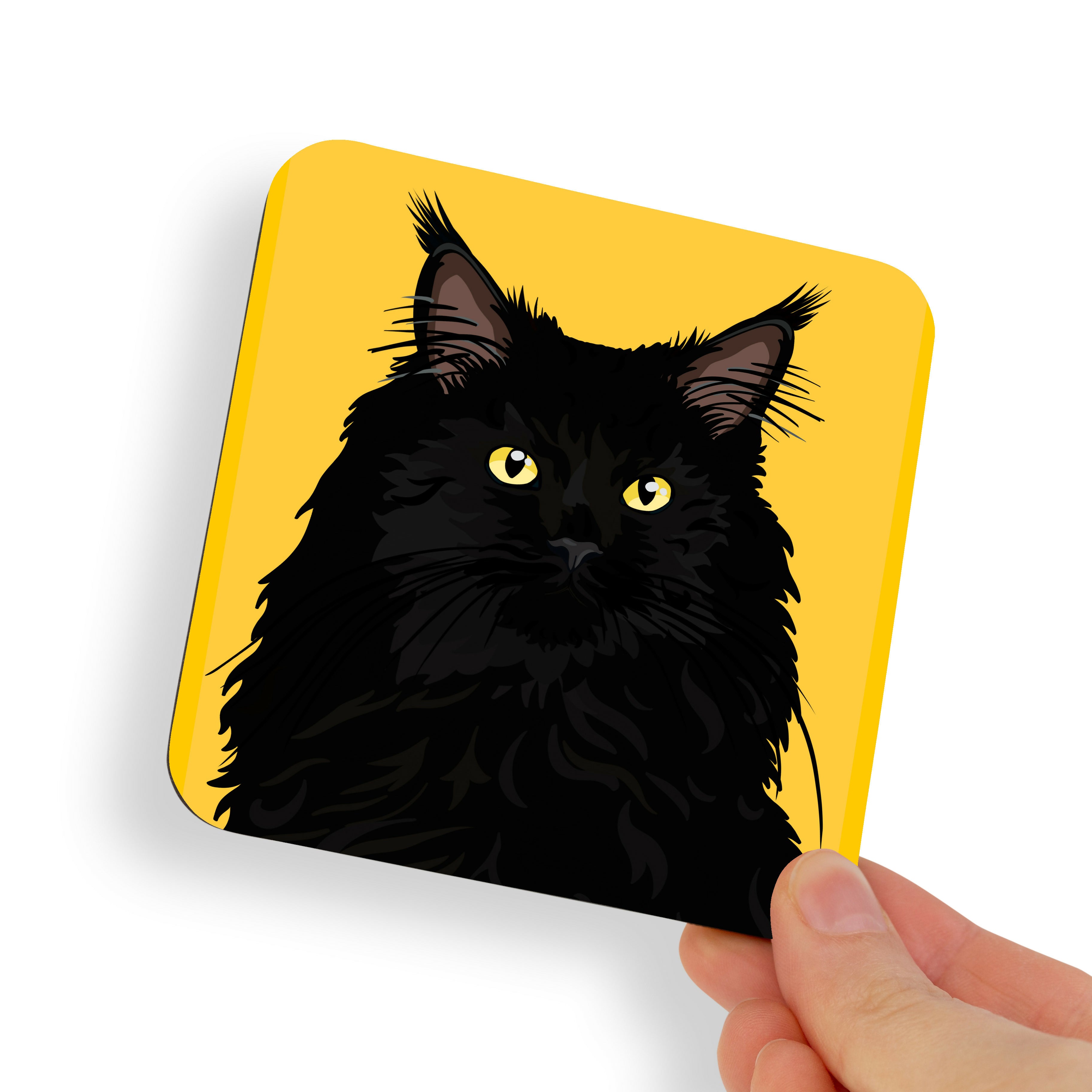 Black Ragdoll Yellow Eyes Cat Coaster