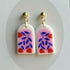 Blue Vine with Red Flowers Clay Earrings