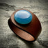 Handcrafted Natural Leather & Blue Paraiba Chalcedony Gemstone Bracelet - Size S or M